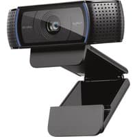 Black Logitech C920 Pro HD Webcam with dual microphones, glass lens, and adjustable clip mount.