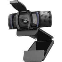 Black Logitech C920e HD 1080p webcam with dual microphones, privacy shutter, and adjustable clip mount.