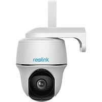 White Reolink Go PT Plus Turret IP security camera with adjustable mount and lens, suitable for indoor and outdoor use.