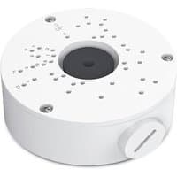 White TP-Link VJB-300 security camera junction box with multiple screw holes and side cable entry.