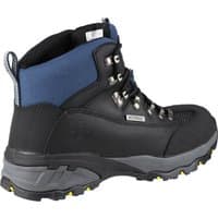 Black and blue Amblers safety boot, size 12, with metal eyelets, padded collar, and rugged sole.