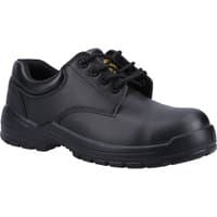 Black Amblers Safety shoe, metal-free, composite toe, lace-up design, padded collar, slip-resistant sole, size 4.