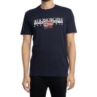 Navy blue Napapijri Aylmer Graphic T-Shirt with bold logo and Norwegian flag design on the chest.