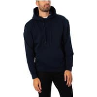 Navy blue Bradley Pullover Hoodie by jack & jones with drawstring hood and ribbed cuffs.