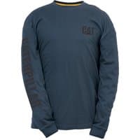 Dark blue long sleeve T-shirt with "CAT" logo on chest and "Caterpillar" text on sleeve.