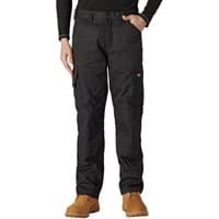 Black Dickies Everyday Trousers, size 40, with side pockets and straight leg fit, worn with brown boots.