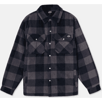 Navy plaid Dickies Portland shirt with button-up front, two chest pockets, and long sleeves.