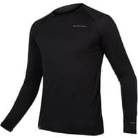 Black Endura BaaBaa Blend long sleeve cycling base layer with crew neck and subtle logo on chest.