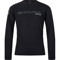Black Endura MT500 Burner kids long sleeve jersey with white logo on chest and sleeve, crew neck design.