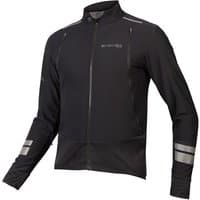 Black Endura cycling jacket with reflective stripes, full zip, and long sleeves, featuring ExoShell40DR PrimaLoft Gold.
