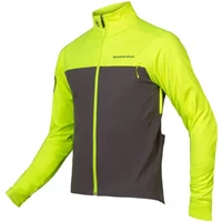 Endura Windchill Jacket II in hi-viz yellow with black panels, full zip, and high collar.