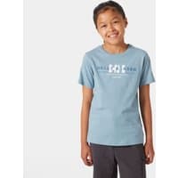 Navy Helly Hansen Juniors' Graphic T-shirt, size 14, with white logo and text on chest, short sleeves, crew neck.