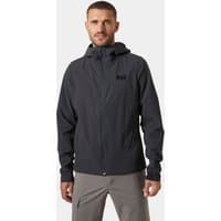 Grey Helly Hansen men's hooded softshell jacket, zip front, small logo on chest, size S.