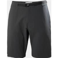 Grey Helly Hansen men's hiking shorts with adjustable belt and knee-length design.