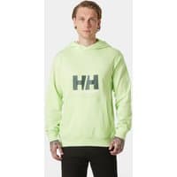 Green Helly Hansen hoodie with large "HH" logo on chest, drawstring hood, and ribbed cuffs, size XL.