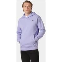 Purple Helly Hansen hoodie, men's XL, with graphic logo on chest, drawstring hood, and front pocket.