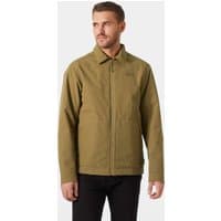 Brown Helly Hansen men's insulated jacket, 2XL, with front zipper, collar, and side pockets.