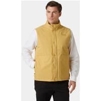 Beige Helly Hansen insulated vest, men's XL, with high collar and front snap buttons.