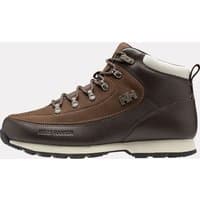 Brown Helly Hansen men's winter boots with leather upper, metal eyelets, and rugged sole, size 6.5.