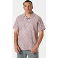 Purple Helly Hansen men's short sleeve shirt, XL, with subtle geometric pattern and button-up collar.