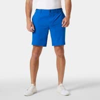 Blue Helly Hansen men's shorts, 9-inch length, tailored fit, belt loops, side pockets, size XL.