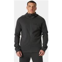 Grey Helly Hansen men's full-zip hooded jacket with front pockets and subtle logo on chest, size S.