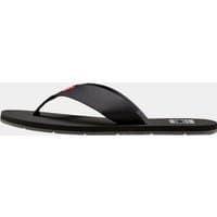 Black Helly Hansen men's sandals with logo on strap, size 6.5, featuring a sleek design and textured sole.