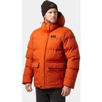 Orange Helly Hansen Nordic Puffy Jacket 2XL with hood, front pockets, and black logo on chest.