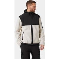 Black and white Helly Hansen men's fleece jacket, full zip, hooded, with zippered pockets, size 2XL.