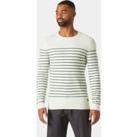 Beige Helly Hansen men's jumper, cotton-knit, marine style with dark horizontal stripes, size XL.