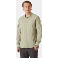 Green Helly Hansen long sleeve shirt, button-up, with collar, subtle logo on chest, size XL.
