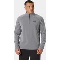 Grey Helly Hansen men's half-zip pullover with long sleeves and HH logo on chest.