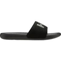 Black Helly Hansen sport slide sandal with wide strap and embossed H/H logo, size 5.