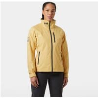 Beige Helly Hansen women's sailing jacket, 3XL, with black zippers, high collar, and logo on chest and sleeve.
