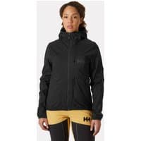 Black Helly Hansen women's hooded insulator jacket, lightweight design, zip front, XL size, worn by model.