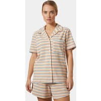 White Helly Hansen women's towelling shirt, short-sleeved, button-up, with collar and chest pocket, size M.