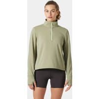 Green Helly Hansen women's fleece with cinched waist, high collar, and quarter-zip, size XL.