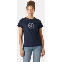Navy Helly Hansen women's graphic T-shirt, short sleeves, round neck, white logo on chest, size XS.