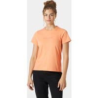 Orange Helly Hansen Women's Core T-shirt 2.0, short sleeves, crew neck, small logo on chest, size S.