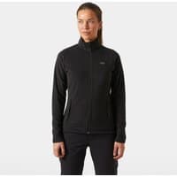 Black Helly Hansen women's fleece jacket, full zip, high collar, slim fit, size XS.