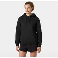 Black Helly Hansen women's hoodie, size S, with drawstring hood and front pocket.