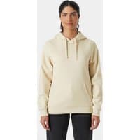 White Helly Hansen women's hoodie, size L, with drawstring hood and front pocket.