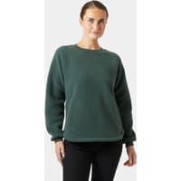 Green Helly Hansen women's teddy sweater, long sleeves, crew neck, soft texture, size L.