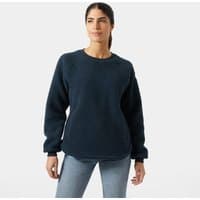 Navy Helly Hansen women's teddy sweater, XS, with crew neck and long sleeves, featuring a soft, textured fabric.