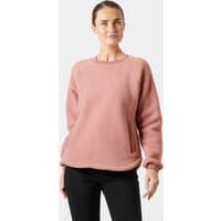 Pink Helly Hansen women's teddy sweater, long sleeves, crew neck, soft texture, size L.