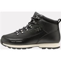 Black Helly Hansen women's winter boots with lace-up front, padded collar, and rugged sole.