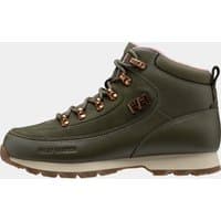 Green Helly Hansen women's winter boots, lace-up with brown sole and metal eyelets, size 5.