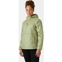Green Helly Hansen women's anorak, quilted design, hooded, front pocket, size XS.