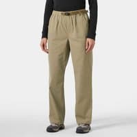 Beige Helly Hansen women's relaxed pants with elastic waistband and adjustable belt, size 28/30.