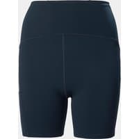 Navy Helly Hansen women's short leggings, high-waisted with flatlock seams, size small.